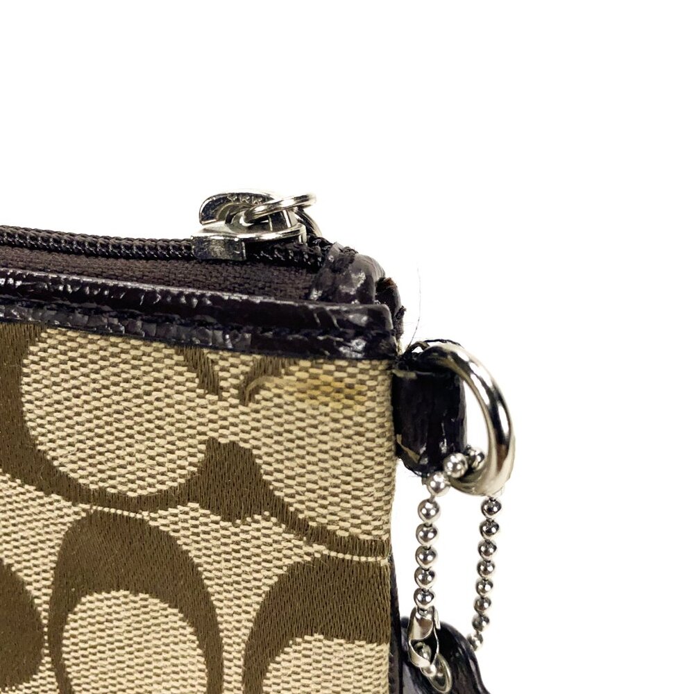 COACH Signature Canvas Wristlet Pouch w/Leather Trim - Picture 3 of 15